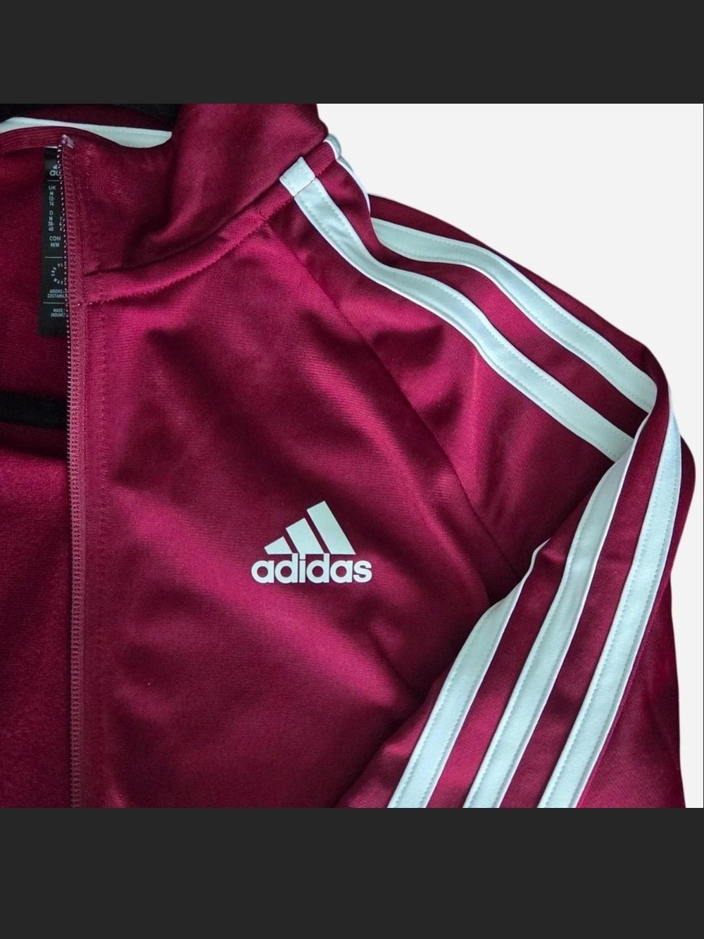 Adidas BURGANDY Track Jacket with White Stripes